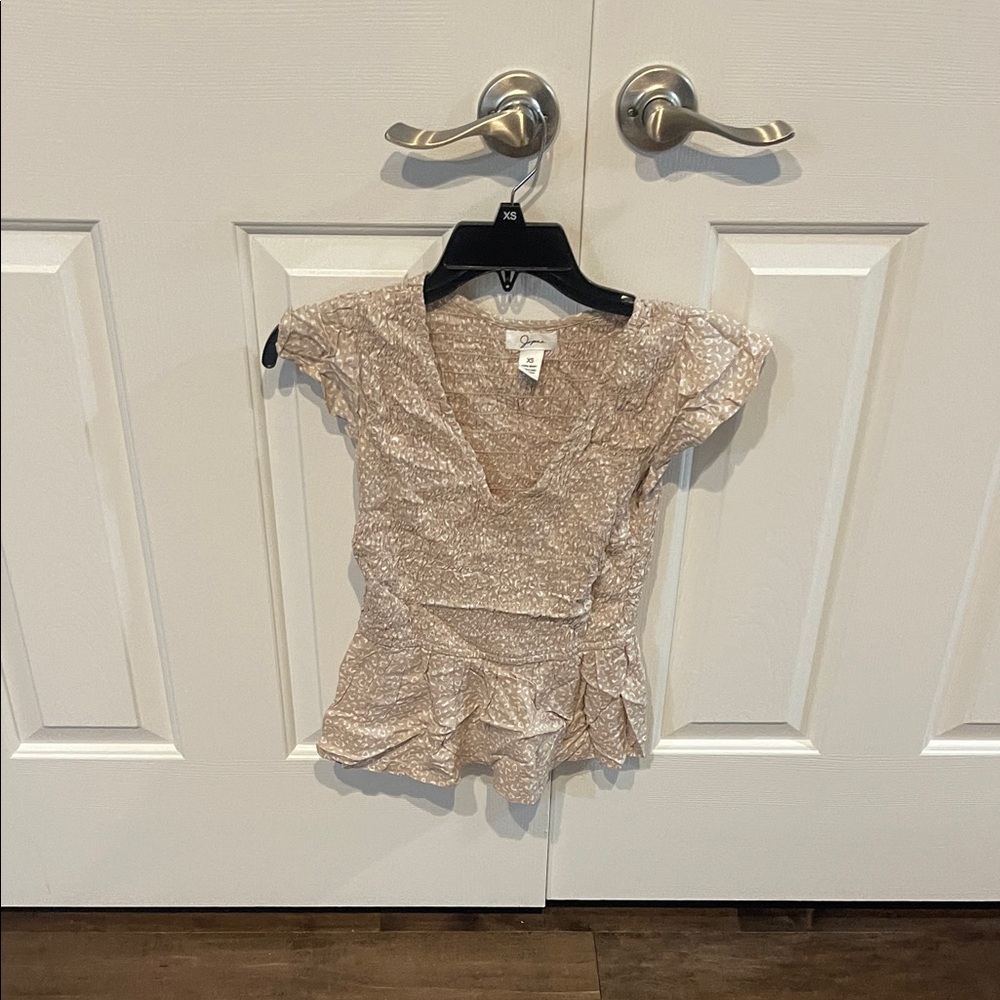 Elegant Beige Ruffle Blouse